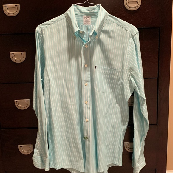 Brooks brothers teal striped button down - Picture 2 of 3
